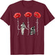 Peace Love Remember Red Poppy Flower Soldier Veteran Day T-Shirt - T-Shirt | Maroon