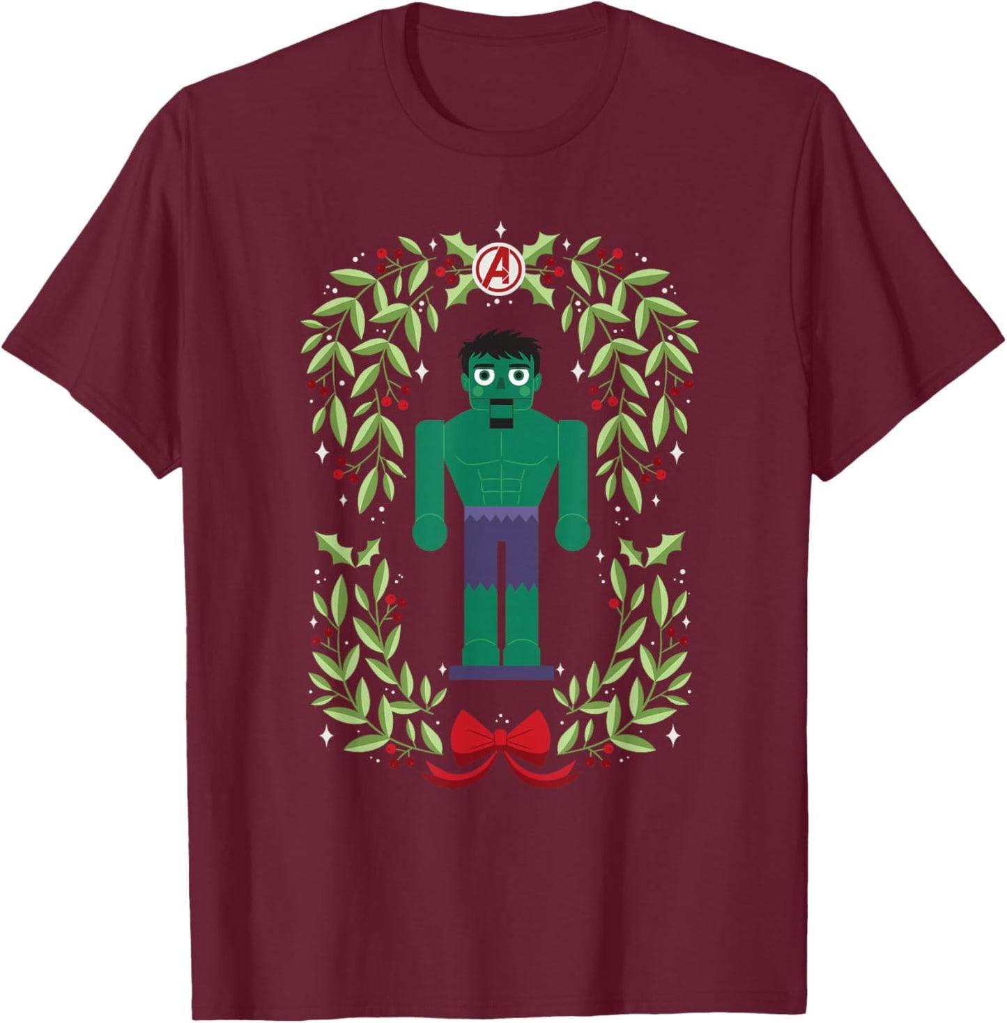 Marvel Holiday Christmas Avengers Holly Hulk Nutcracker T-Shirt - T-Shirt | Maroon