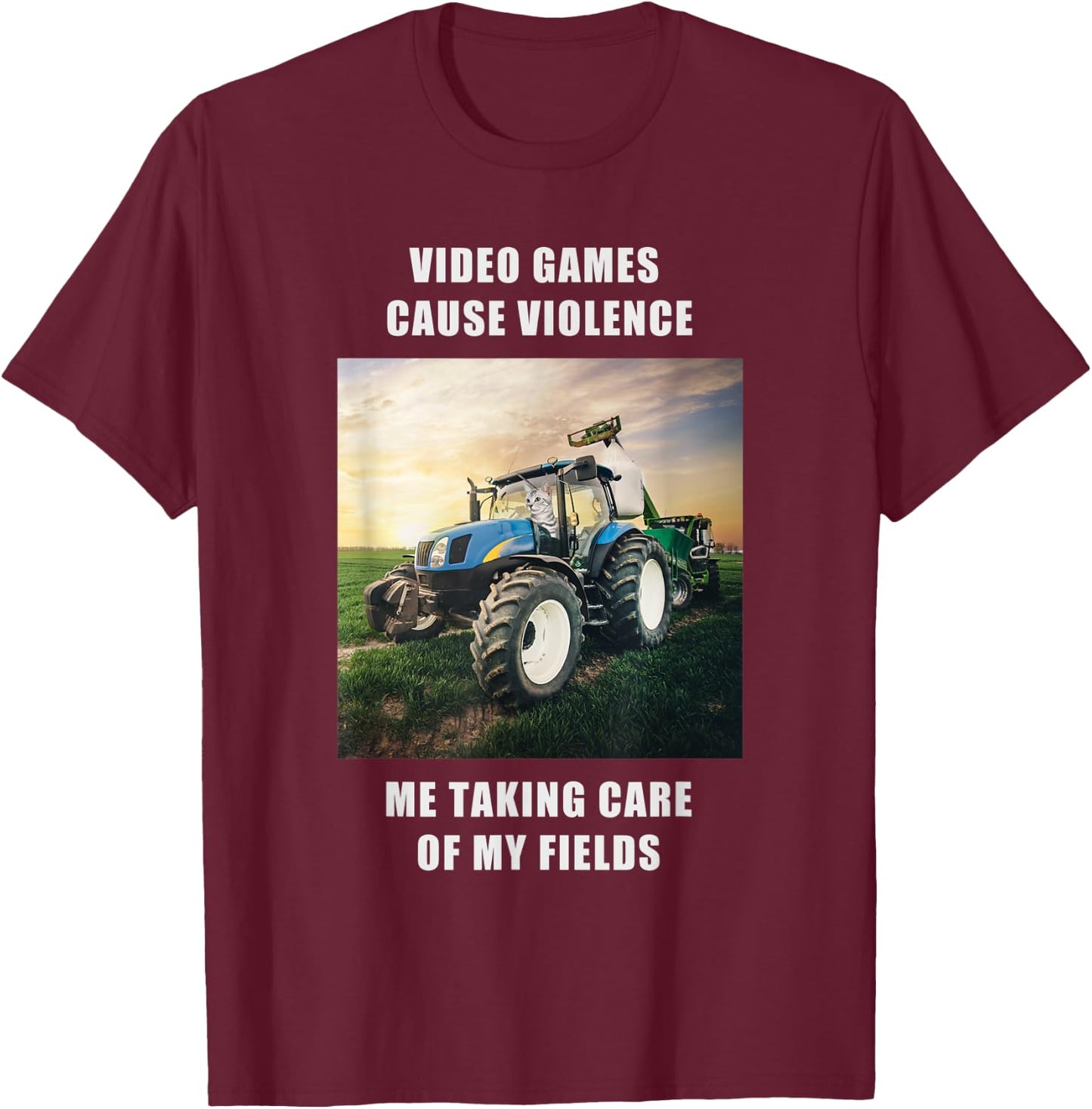 Videogames cause violence Gamer Farming T-Shirt - T-Shirt | Maroon