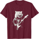 Rock Cat Playing Guitar Funny Guitar Cat Design T-Shirt - T-Shirt | Maroon