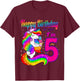 Happy Birthday to me i'm 5 years old unicorn party theme T-Shirt - T-Shirt | Maroon