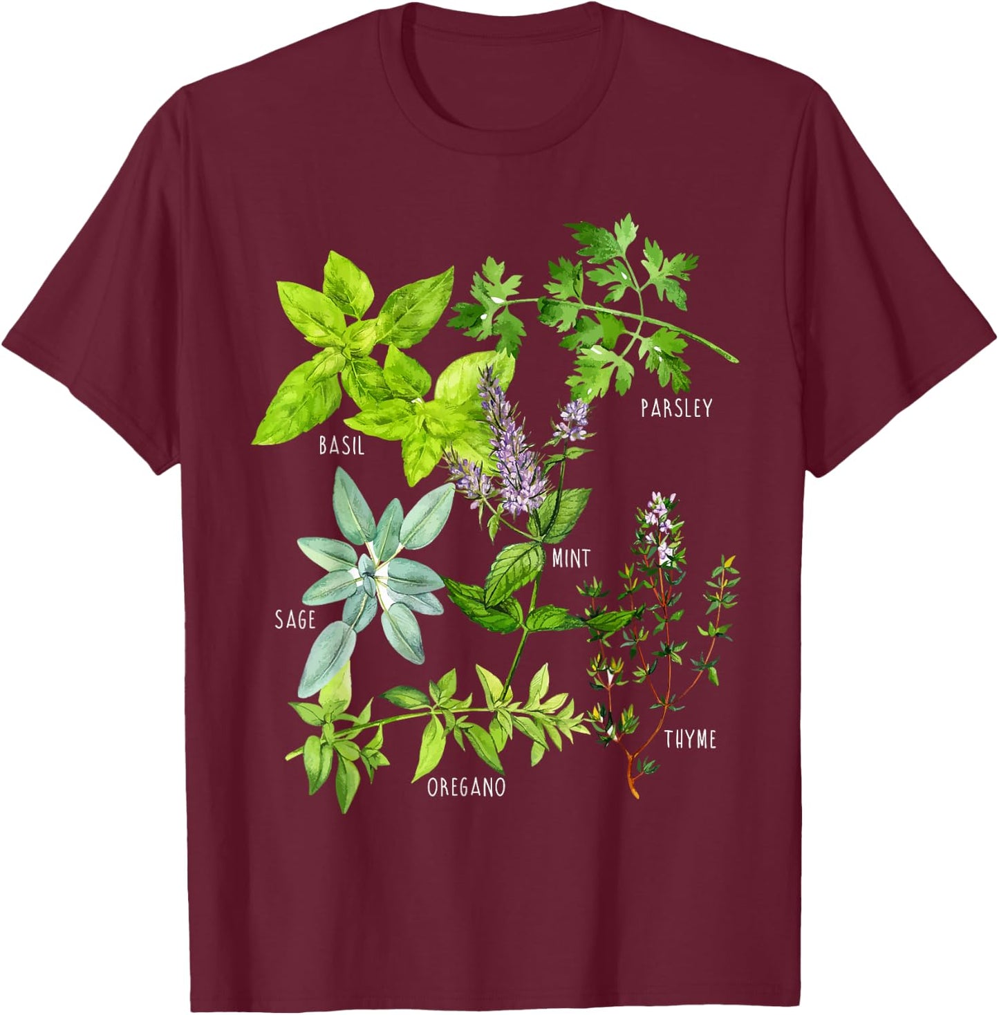 Herbs Plants T-Shirt - T-Shirt | Maroon