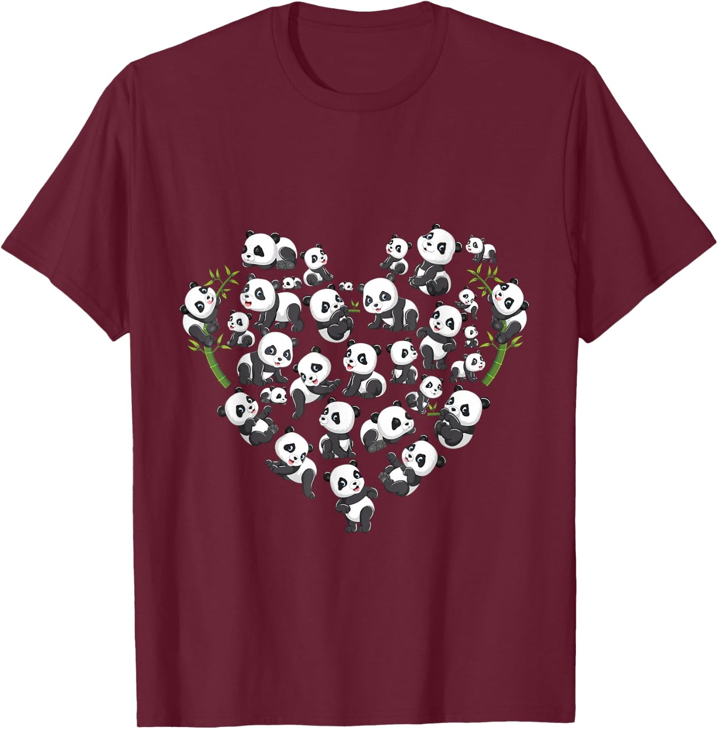 Panda Bear Lover Heart Cute Panda Gifts for Girl Kids Women T-Shirt - T-Shirt | Maroon