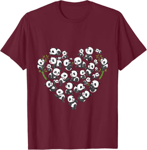 Panda Bear Lover Heart Cute Panda Gifts for Girl Kids Women T-Shirt - T-Shirt | Maroon