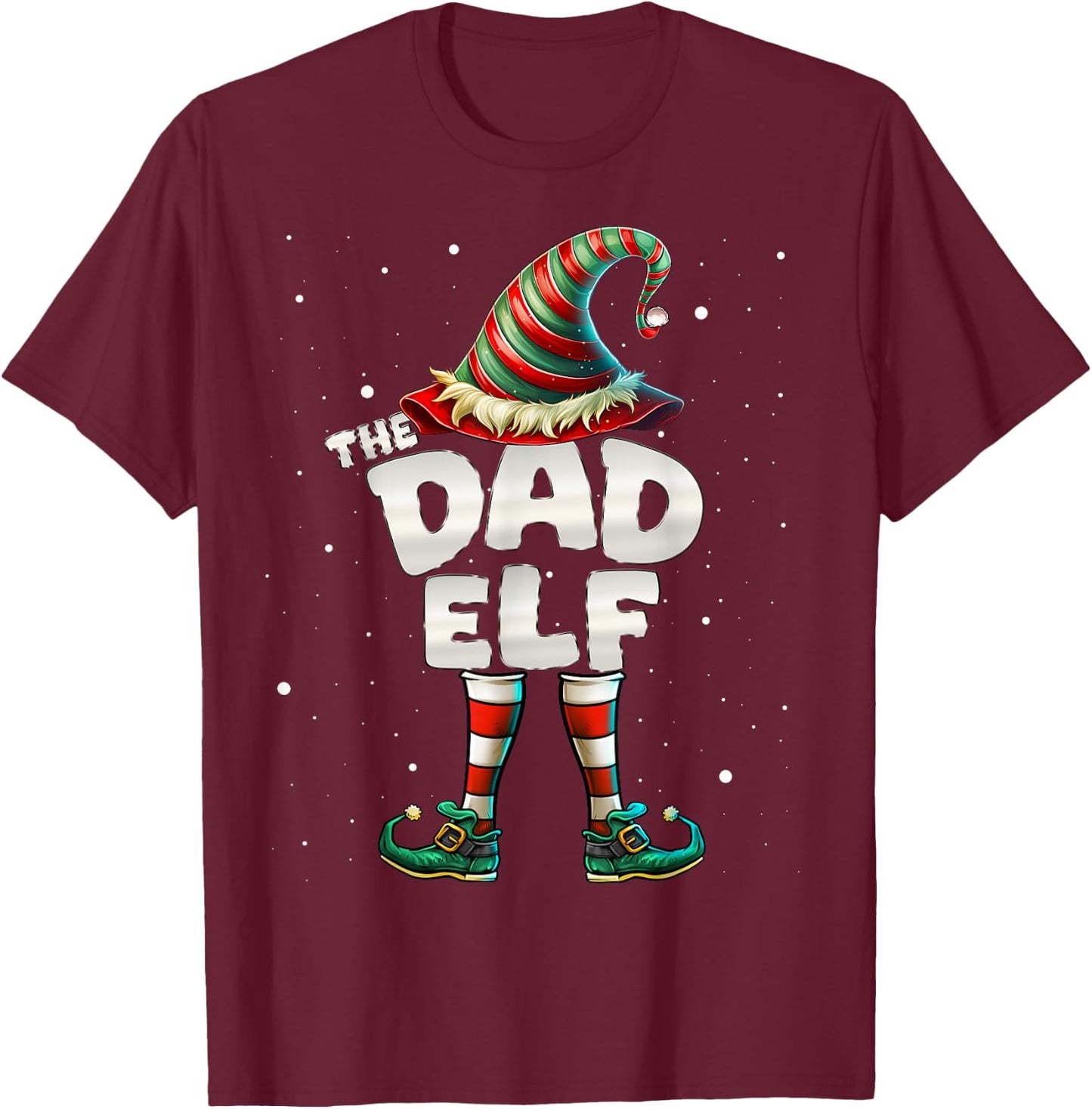 I'm The Dad Elf Family Matching Group Christmas T-Shirt - T-Shirt | Maroon