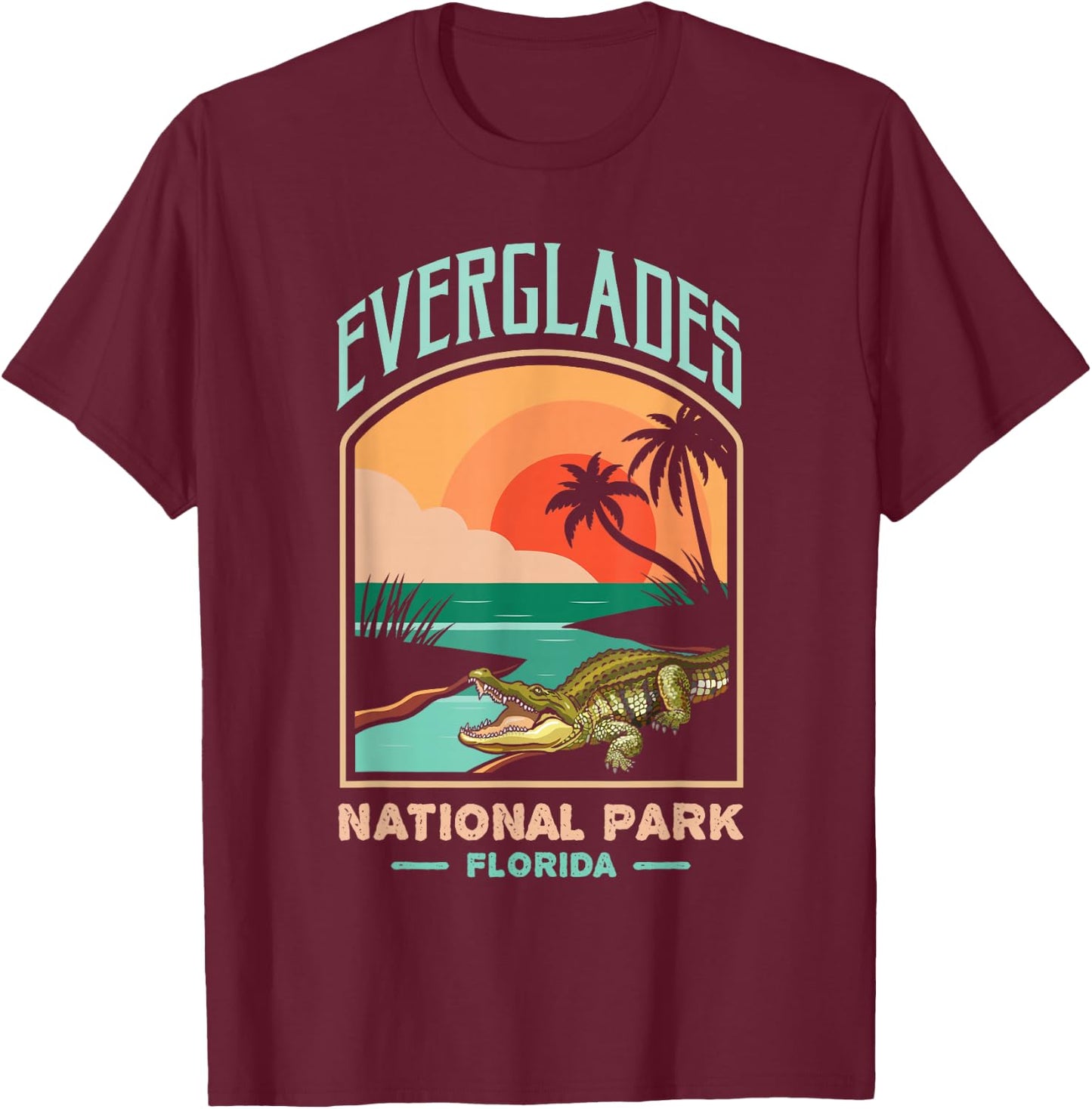 Everglades National Park US Crocodile Florida Alligators T-Shirt - T-Shirt | Maroon