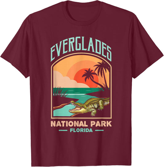 Everglades National Park US Crocodile Florida Alligators T-Shirt - T-Shirt | Maroon