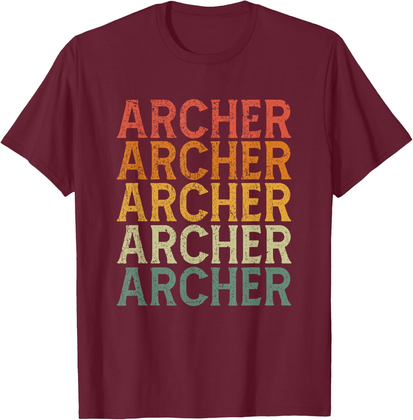 Retro Custom First Name Archer T-Shirt - T-Shirt | Maroon