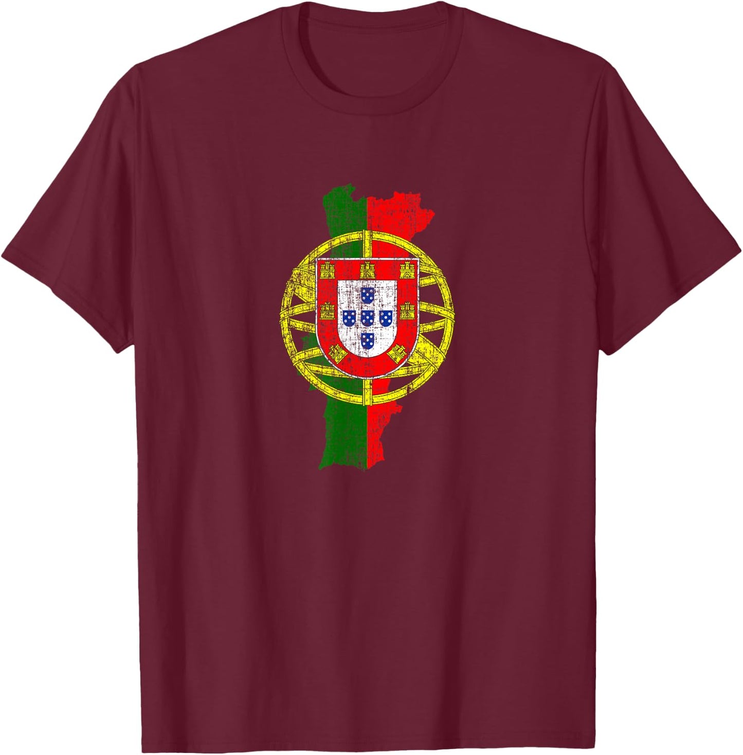 Portuguese Map and Flag Keepsake - Portugal T-Shirt - T-Shirt | Maroon