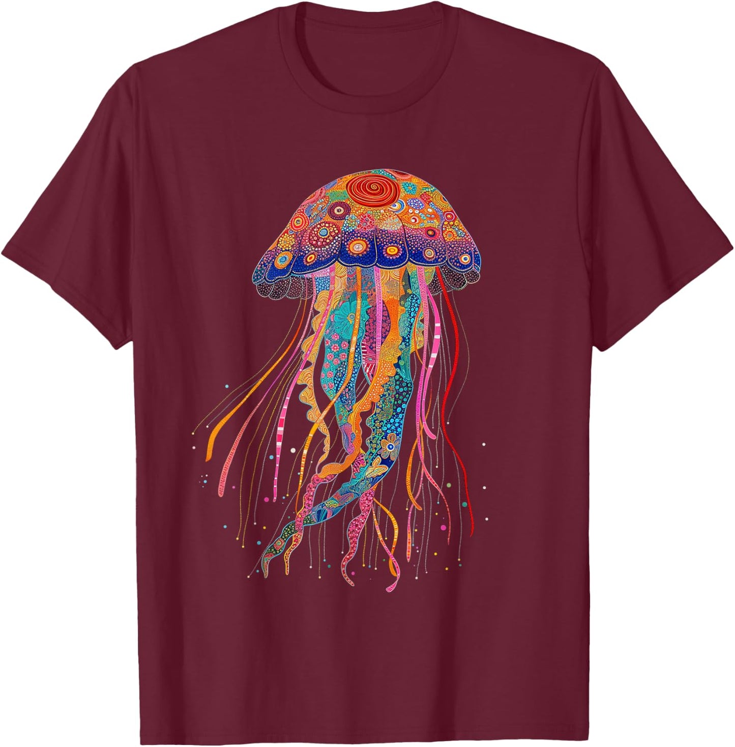 Jellyfish Flowers Colourful Flowers Ocean Animal Diving T-Shirt - T-Shirt | Maroon