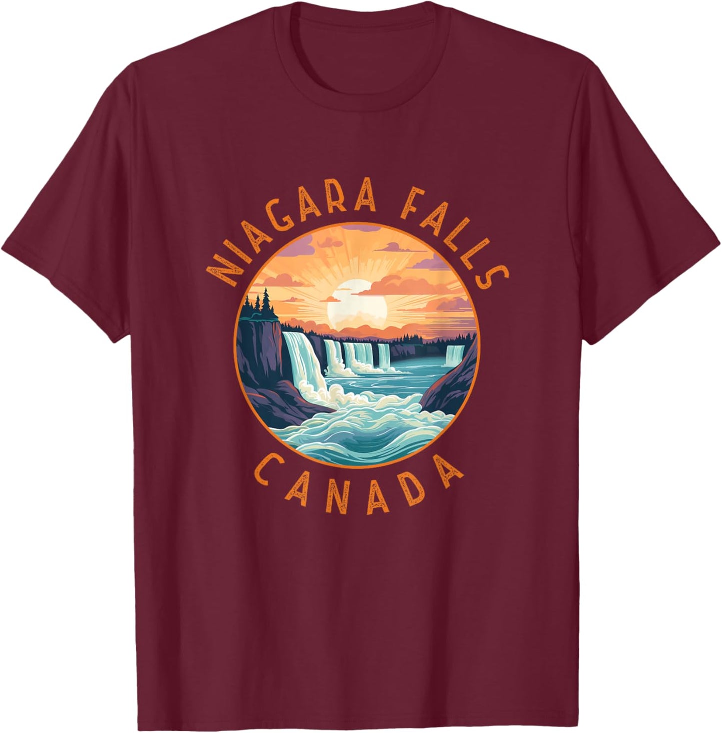 Niagara Falls Canada Retro Distressed Circle Vintage T-Shirt - T-Shirt | Maroon