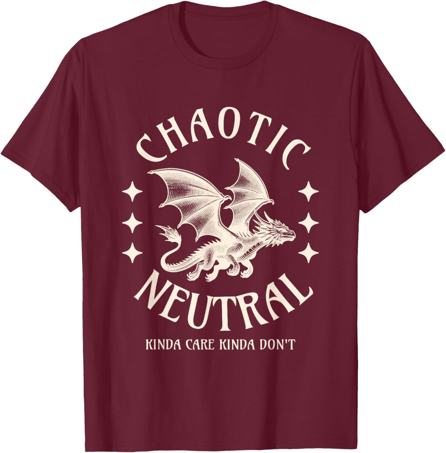 Chaotic Neutral Alignment Funny Roleplaying Character T-Shirt - T-Shirt | Maroon
