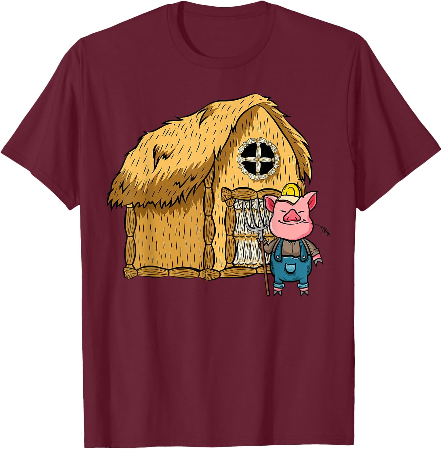 Three Pigs Lazy Halloween Costume - Straw House T-Shirt - T-Shirt | Maroon