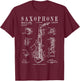 Saxophone Old Vintage Patent Drawing Print T-Shirt - T-Shirt | Maroon