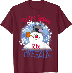 Frosty The Snowman 'Tis The Season To Be Freezin' T-Shirt - T-Shirt | Maroon