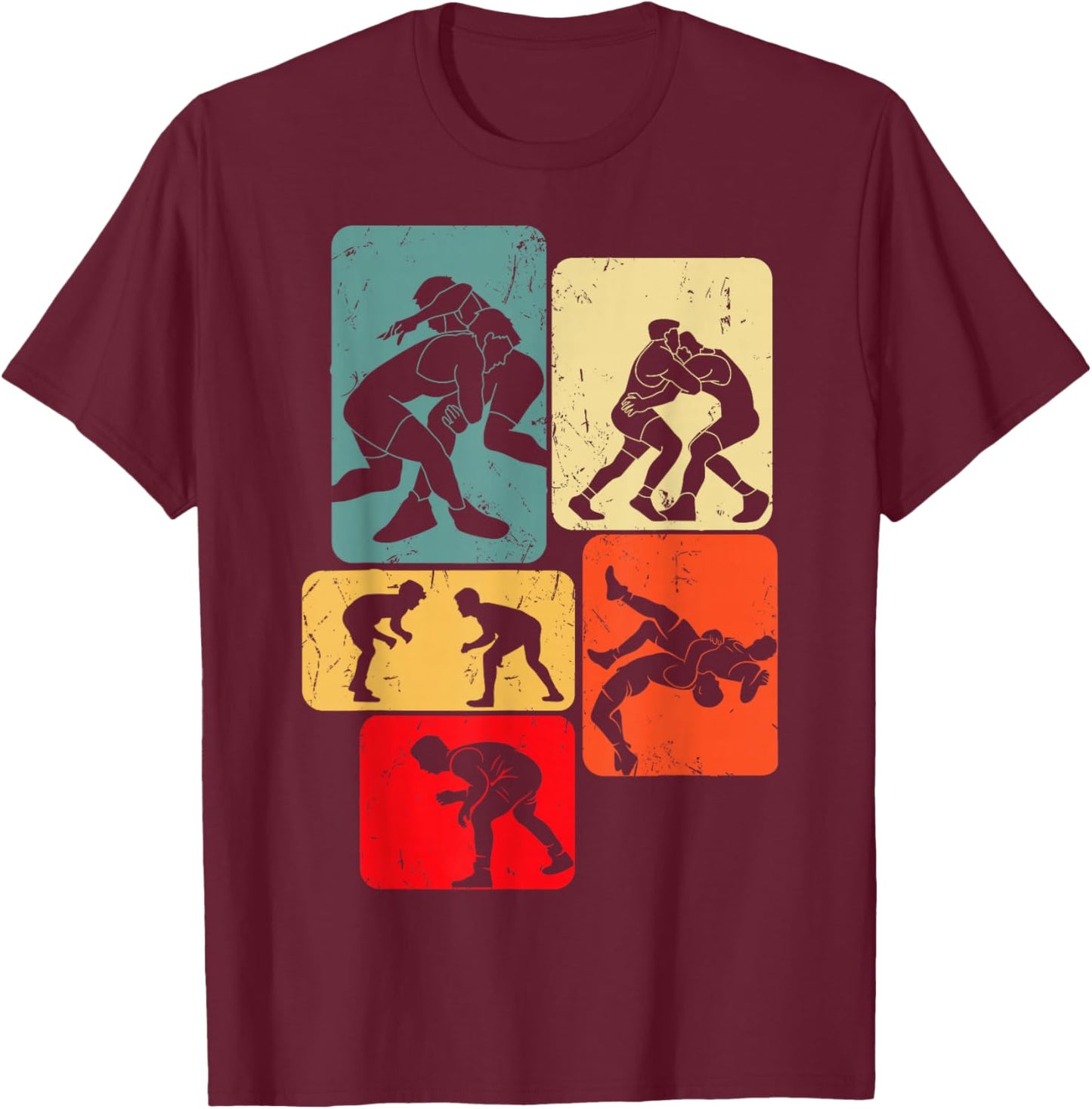 Wrestling Wrestler Men Boys Kids T-Shirt - T-Shirt | Maroon