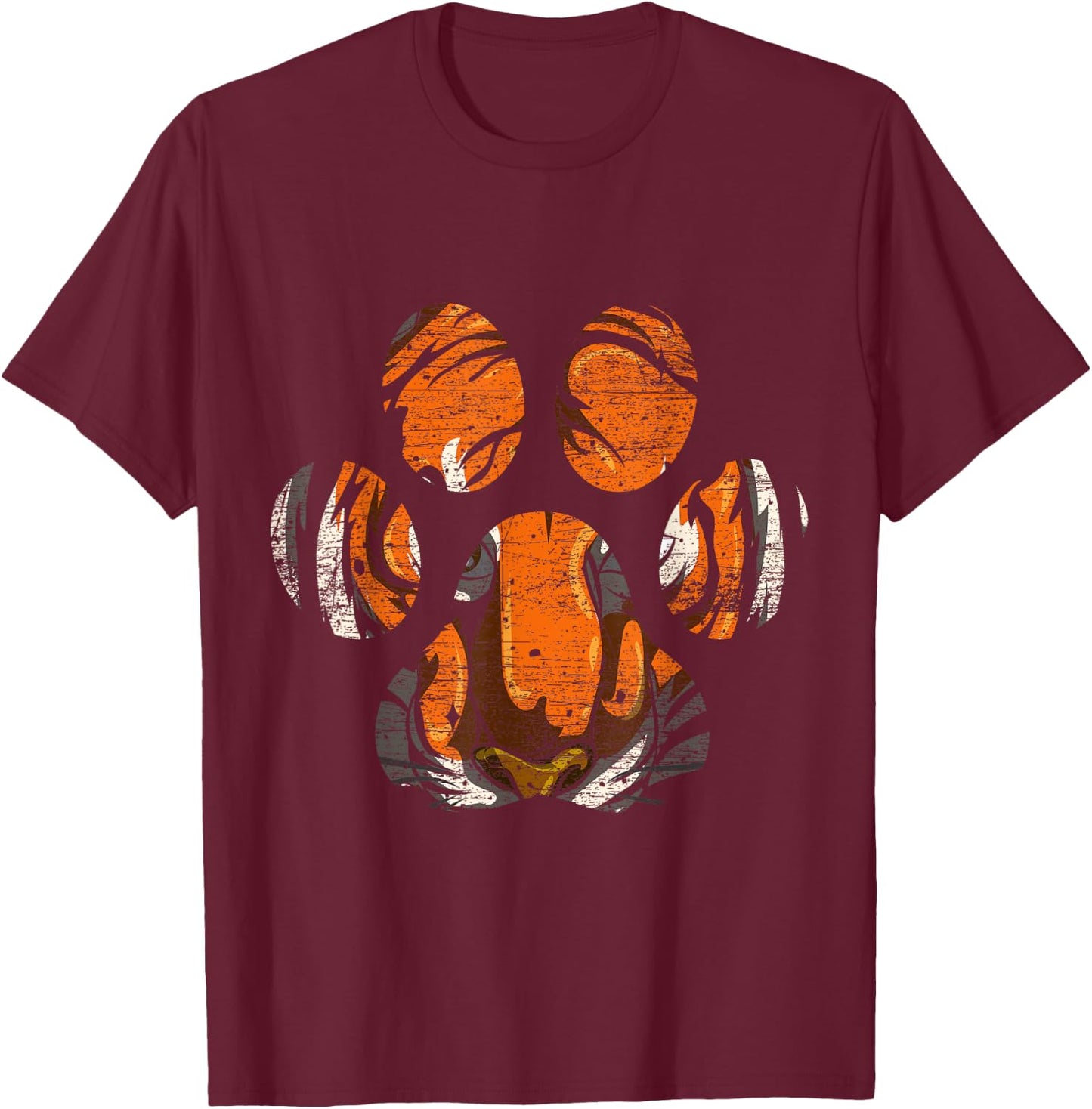 Tiger Paw Big Cat Portrait Tiger T-Shirt - T-Shirt | Maroon
