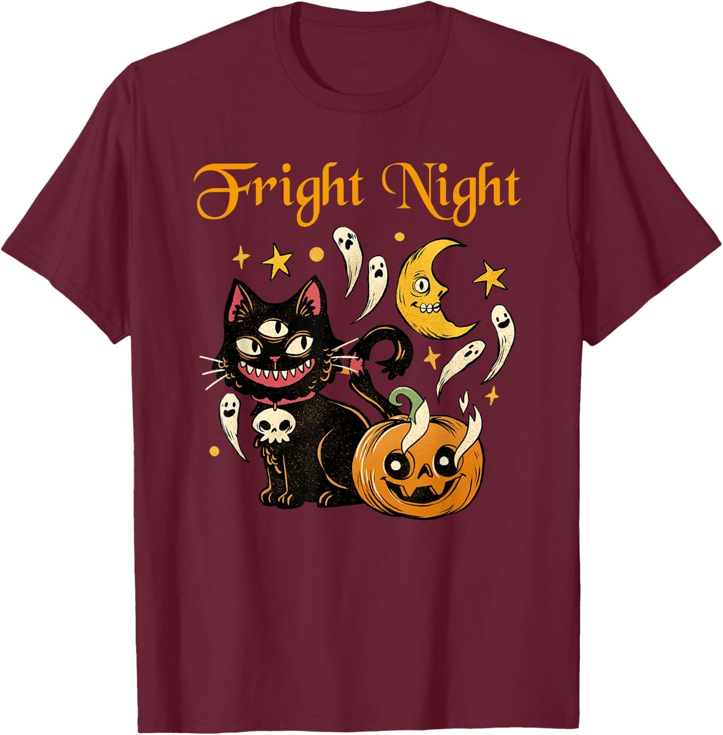 Halloween Fright Night T-Shirt - T-Shirt | Maroon