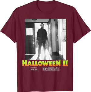 Halloween 2 Michael Myers Doorway Portrait Poster T-Shirt - T-Shirt | Maroon
