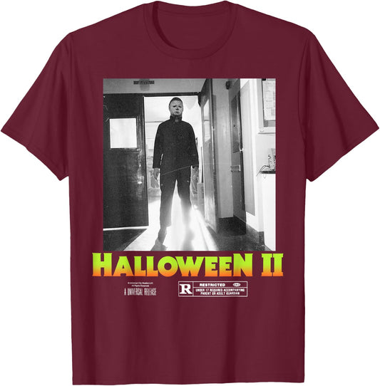 Halloween 2 Michael Myers Doorway Portrait Poster T-Shirt - T-Shirt | Maroon