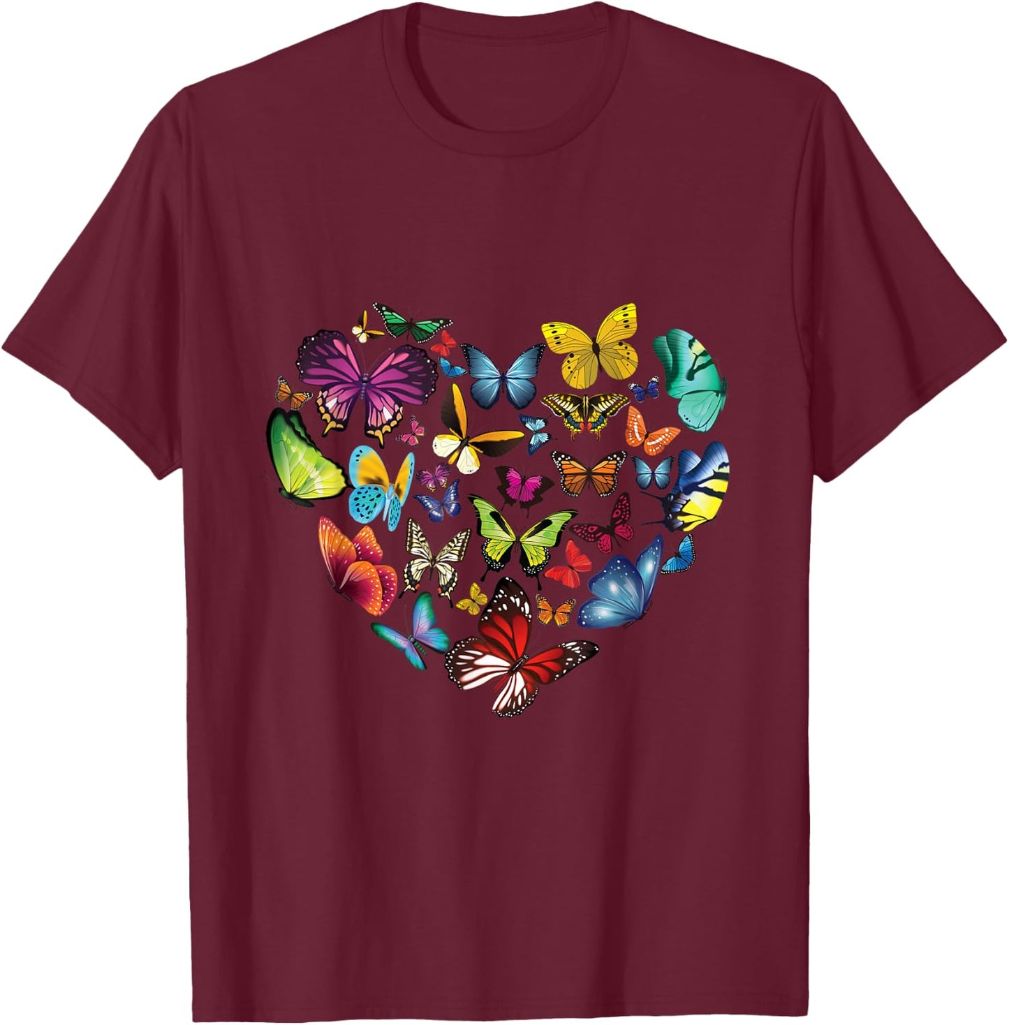 Butterfly Heart Butterflies Lover Lepidopterist Men Women T-Shirt - T-Shirt | Maroon