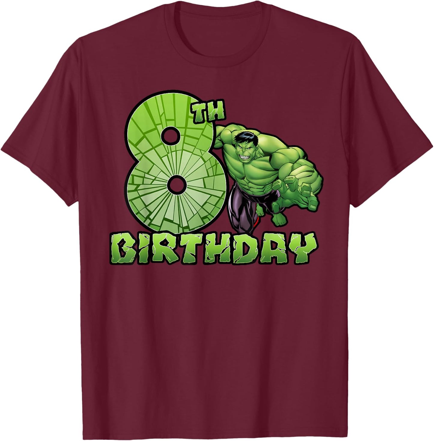 Marvel Avengers Hulk Smash 8th Birthday T-Shirt - T-Shirt | Maroon