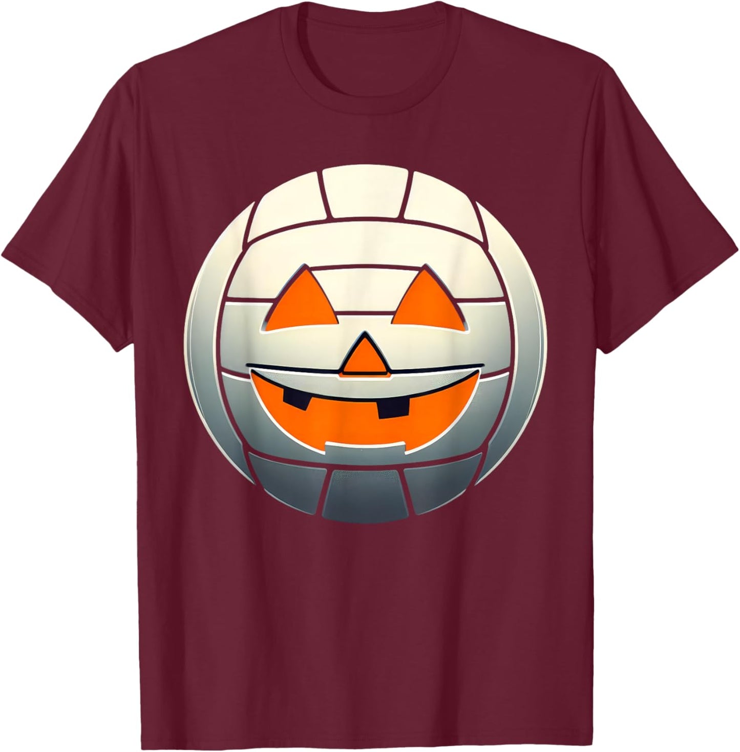 Halloween Jack O Lantern Volleyball Player Coach Pitcher T-Shirt - T-Shirt | Maroon