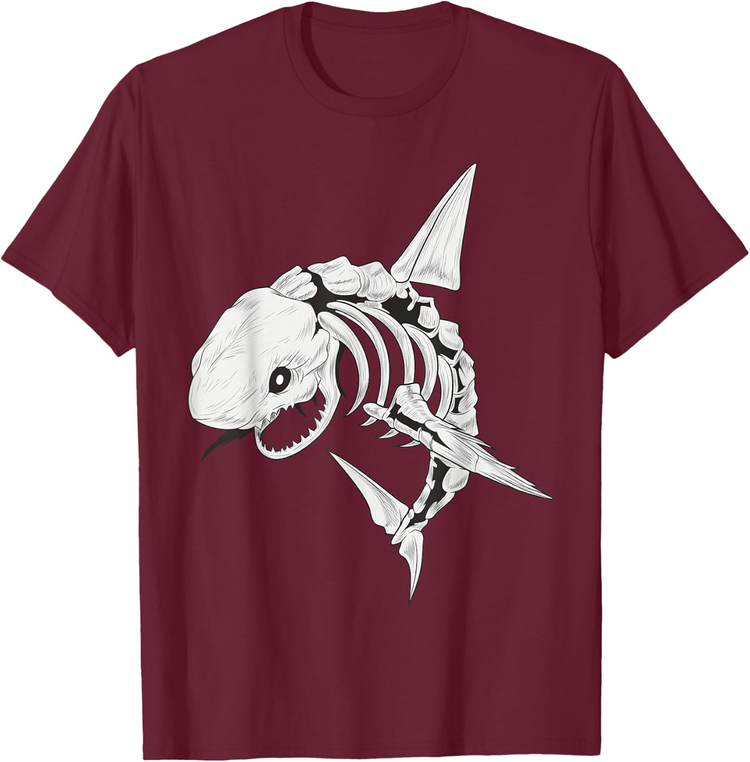 Shark Skeleton Shirt Spooky Shark Halloween Costumes Skull T-Shirt - T-Shirt | Maroon