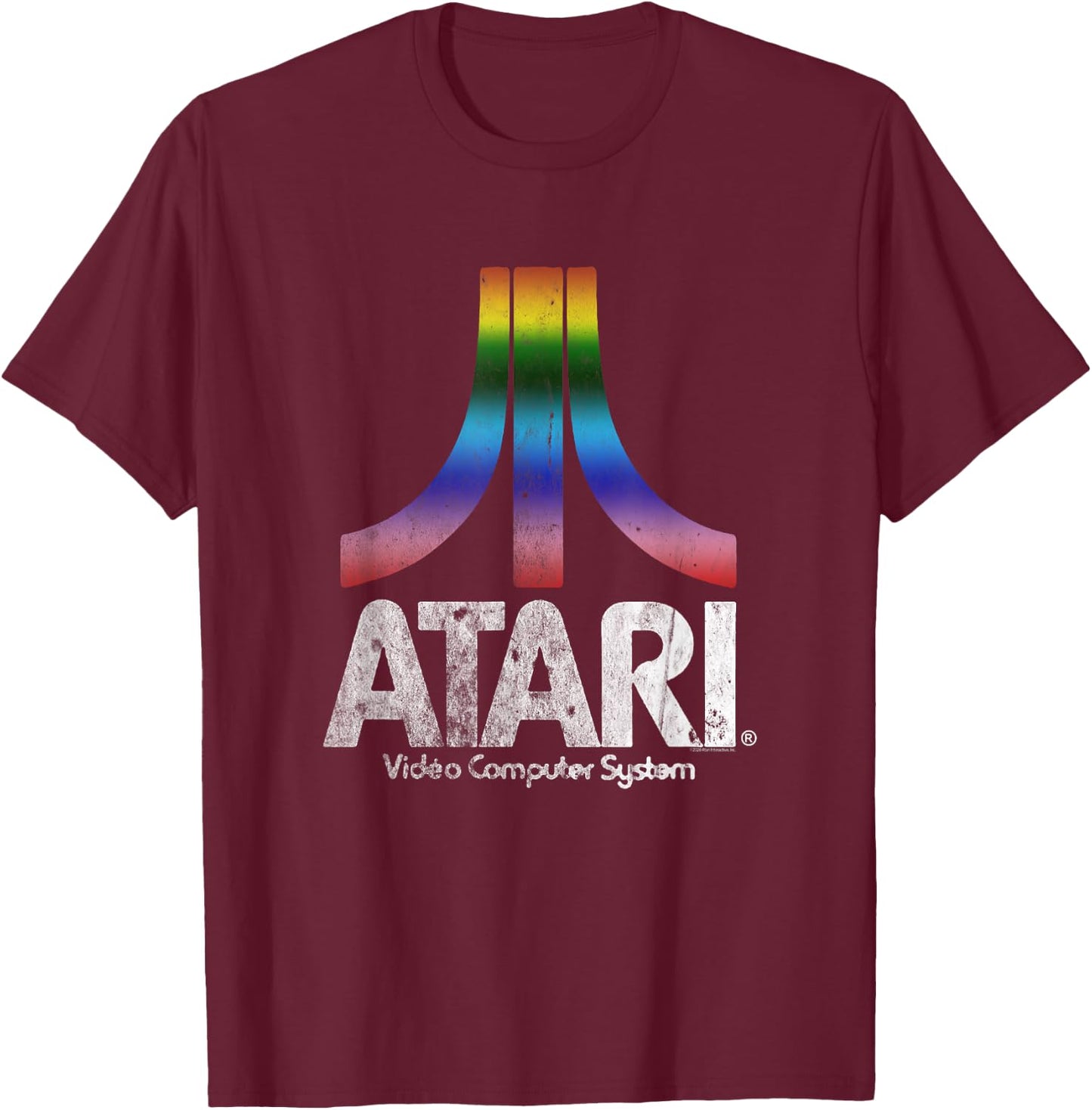 Atari Video Computer System Distressed Art Game T-Shirt - T-Shirt | Maroon