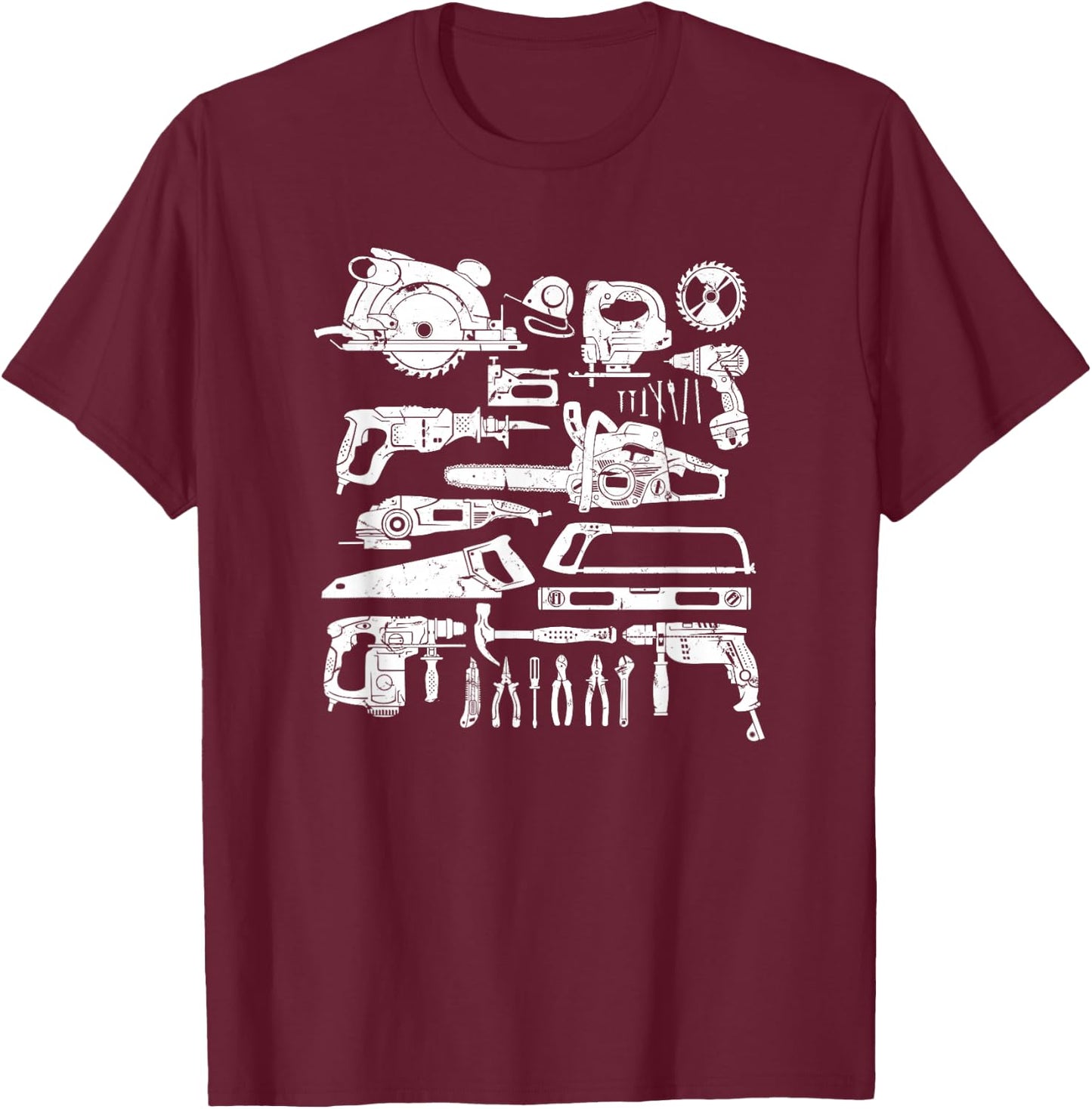 Carpenter Mechanic Hand Power Tool Saw Handyman Woodworker T-Shirt - T-Shirt | Maroon