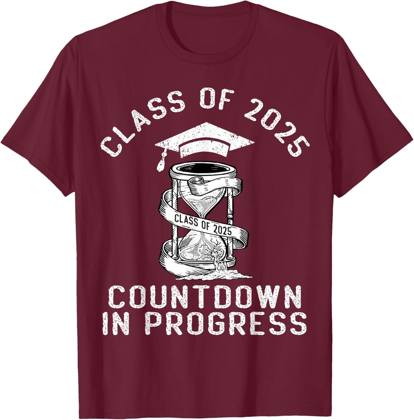 Senior Class Of 2025 Countdown to Graduation Gift T-Shirt - T-Shirt | Maroon