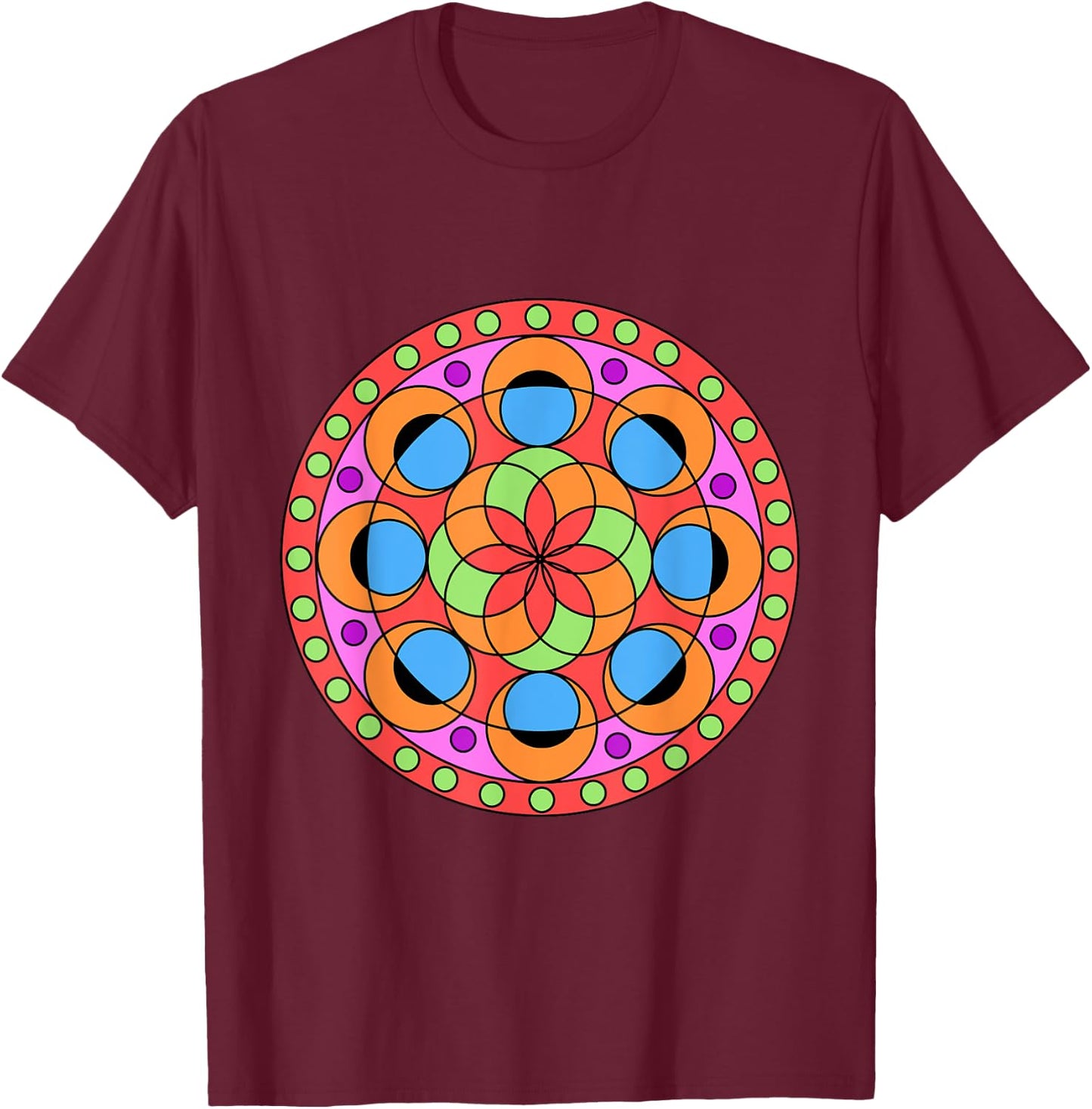 Kaleidoscope Mandala T-Shirt - T-Shirt | Maroon