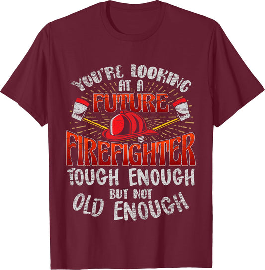 Kids Future Firefighter T shirt Kids Boys Youth Men Funny T-Shirt - T-Shirt | Maroon