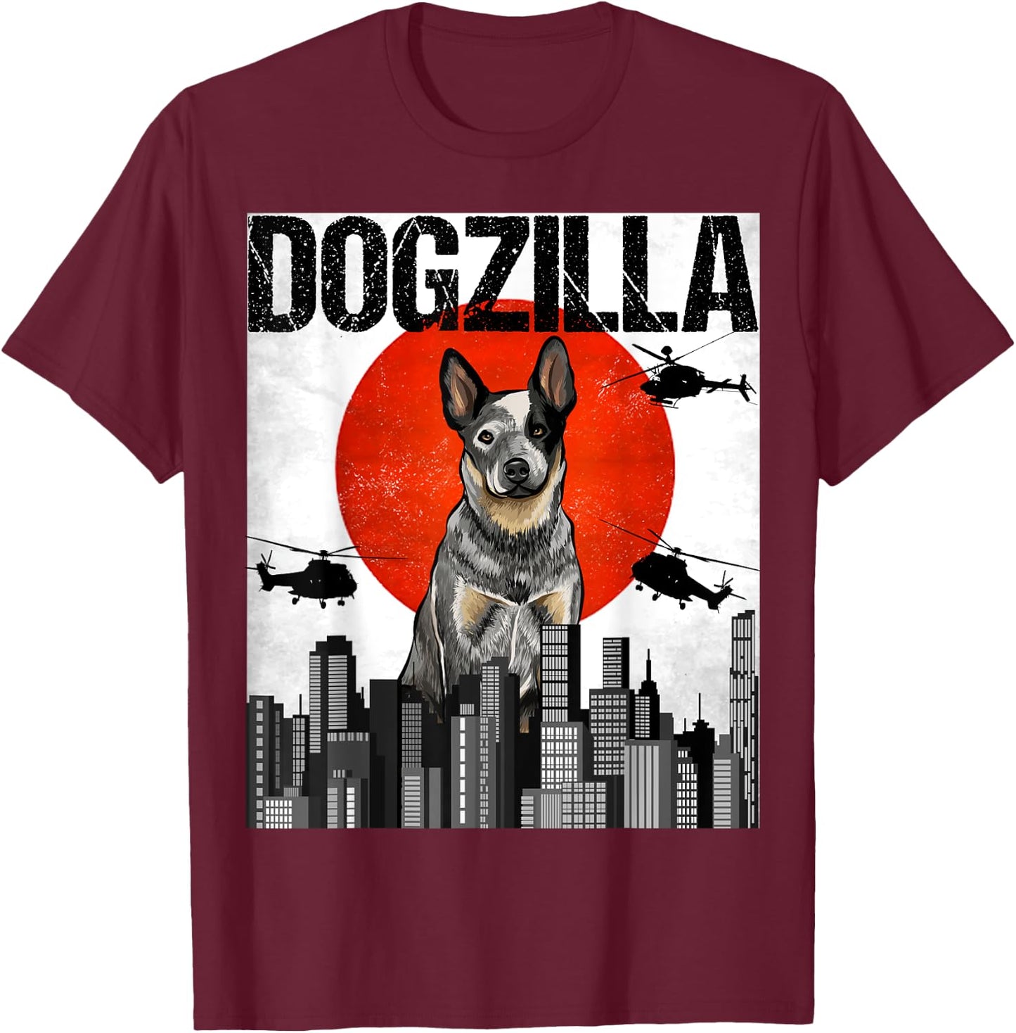 Funny Vintage Japanese Dogzilla Australian Cattle Dog Women T-Shirt - T-Shirt | Maroon