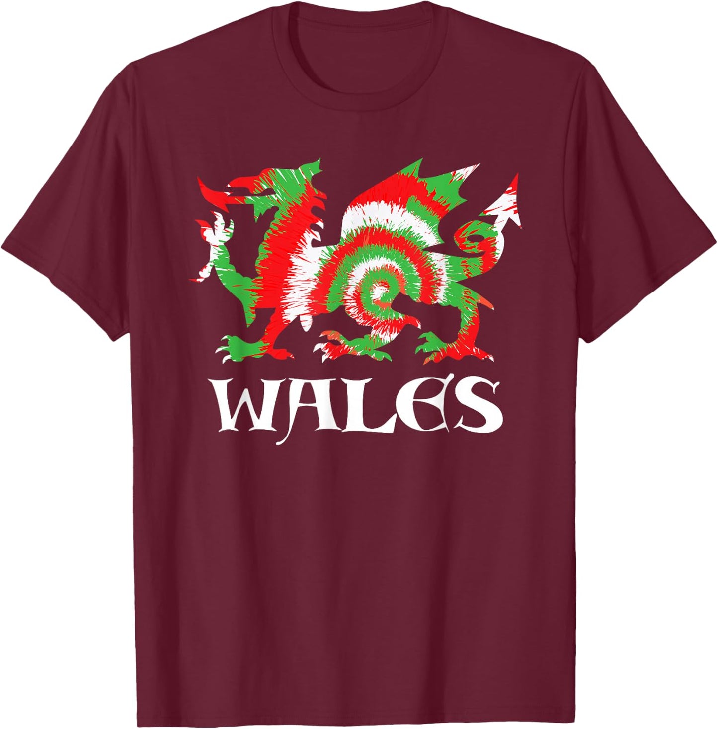Tie-Dye Flag of Wales CYMRU Welsh Dragon T-Shirt - T-Shirt | Maroon