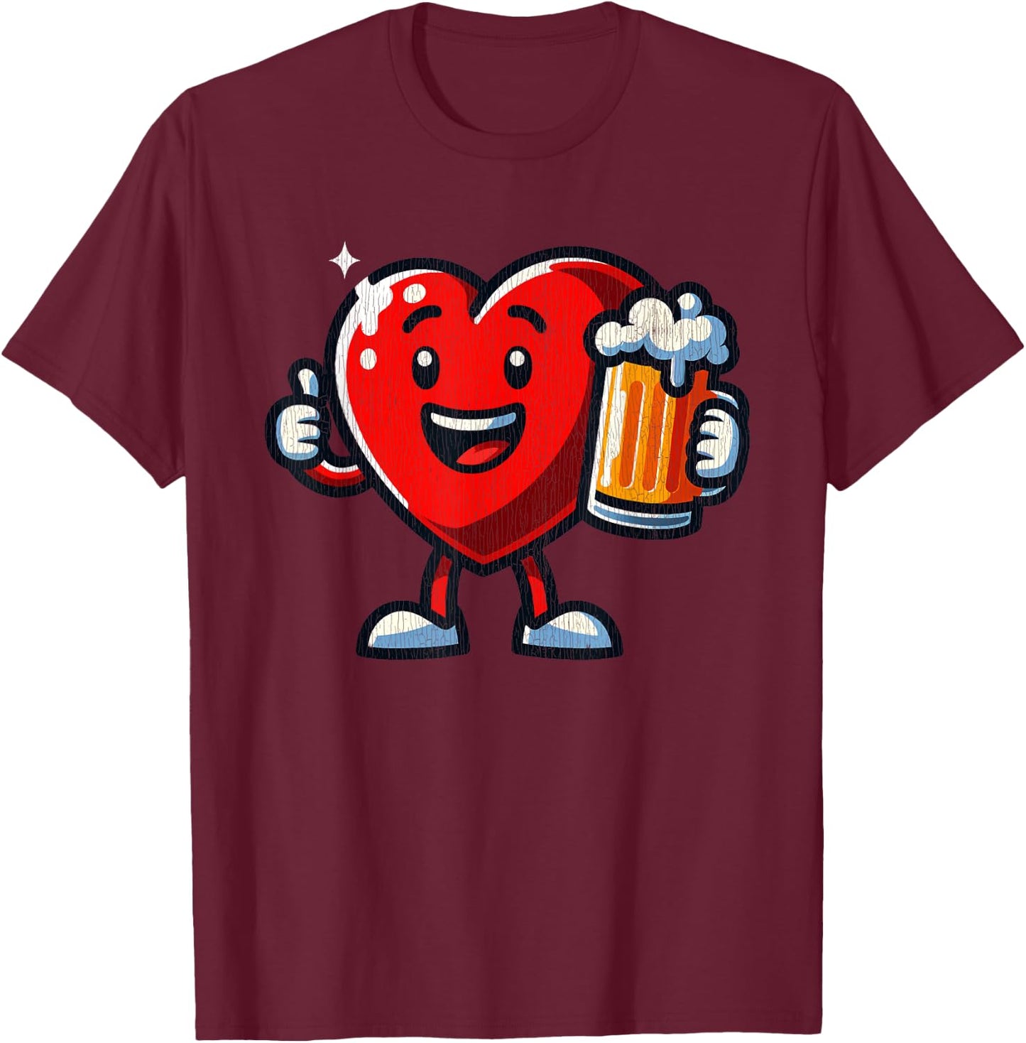Beer Valentines Hearts Day Funny Lover Men Women T-Shirt - T-Shirt | Maroon