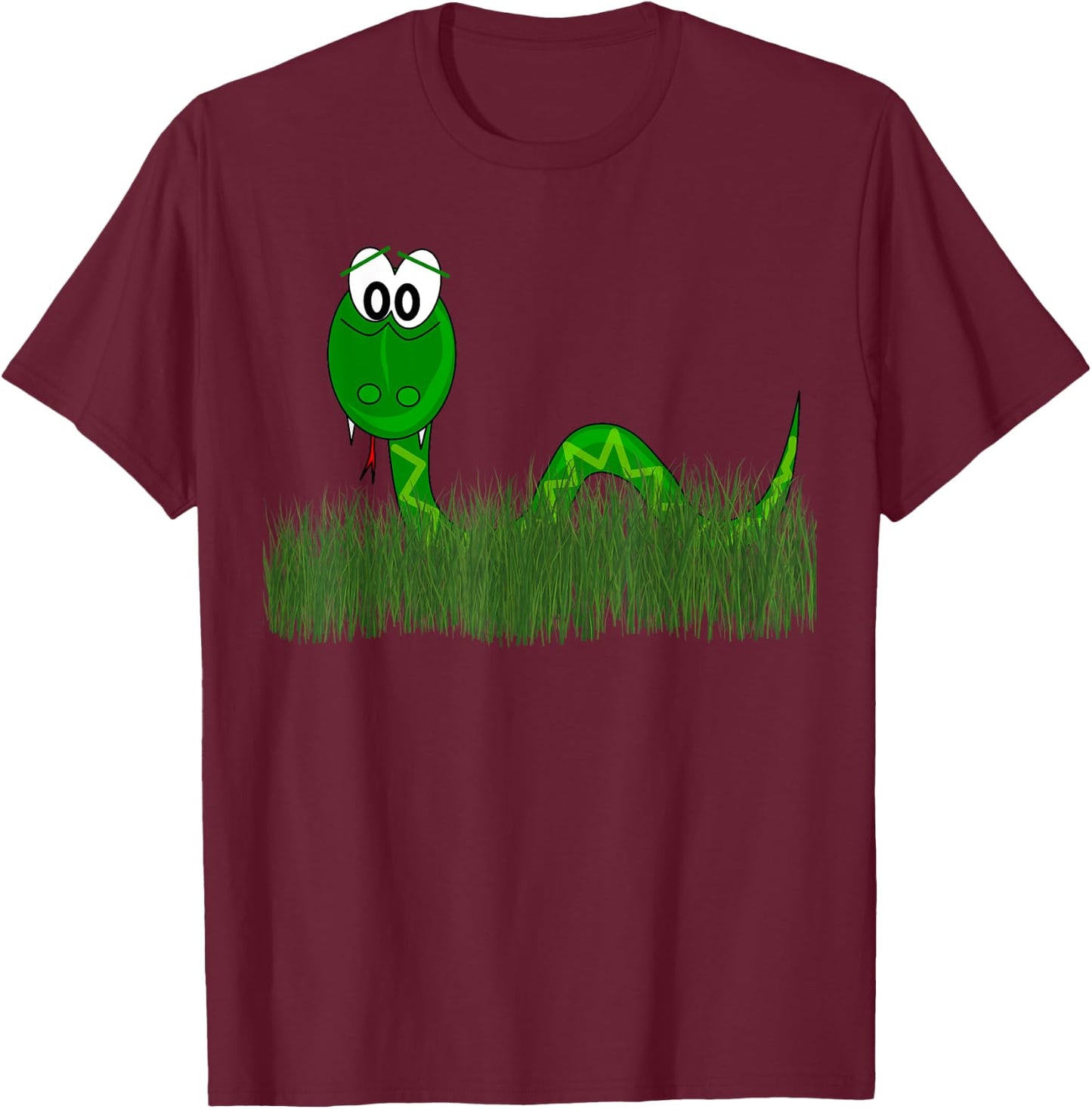 Cute Snake In The Grass T-Shirt - T-Shirt | Maroon