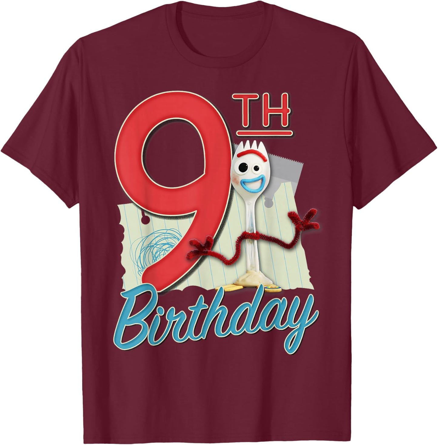 Disney Pixar Toy Story 4 Forky 9th Birthday T-Shirt - T-Shirt | Maroon