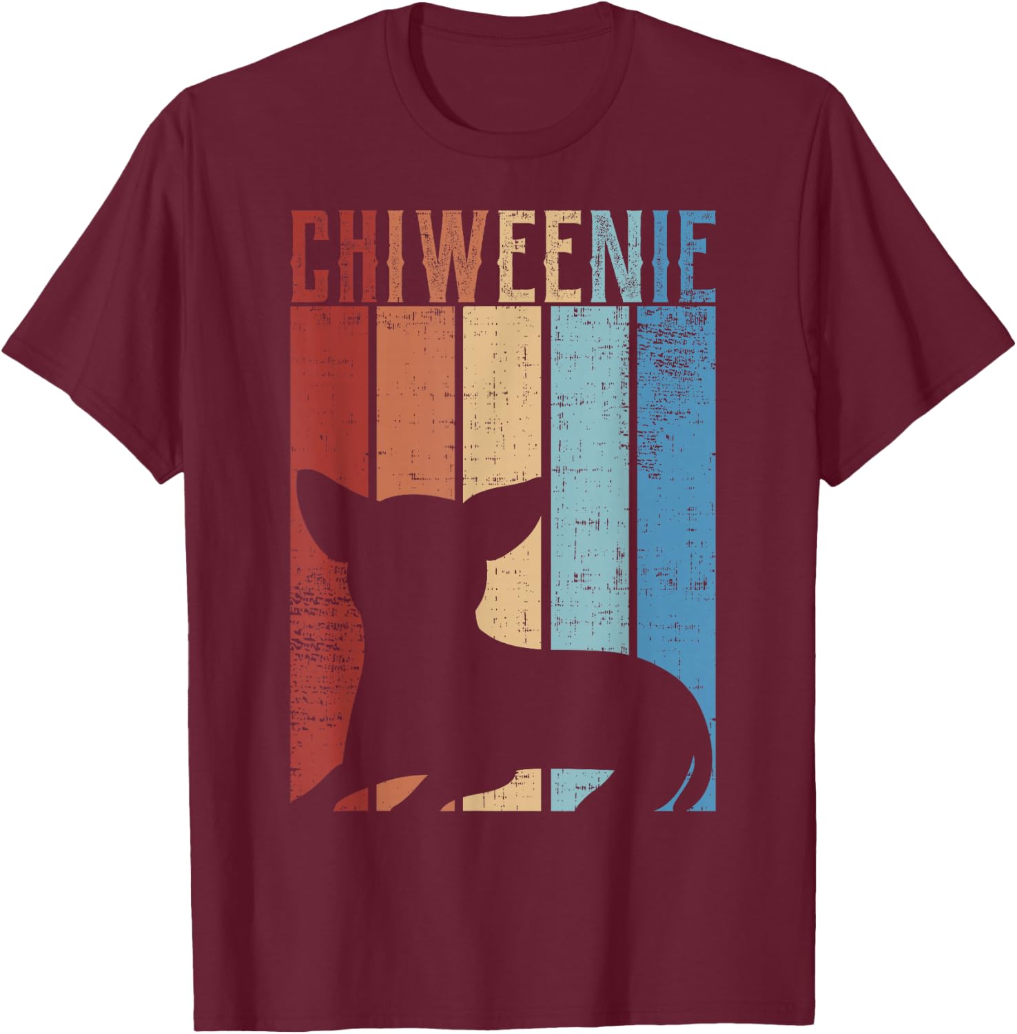 Cute Retro Chiweenie Silhouette Gift design for Chiweenies T-Shirt - T-Shirt | Maroon