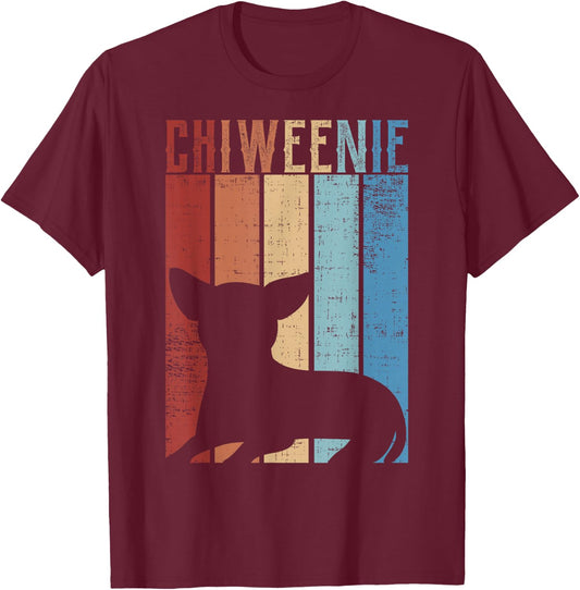 Cute Retro Chiweenie Silhouette Gift design for Chiweenies T-Shirt - T-Shirt | Maroon