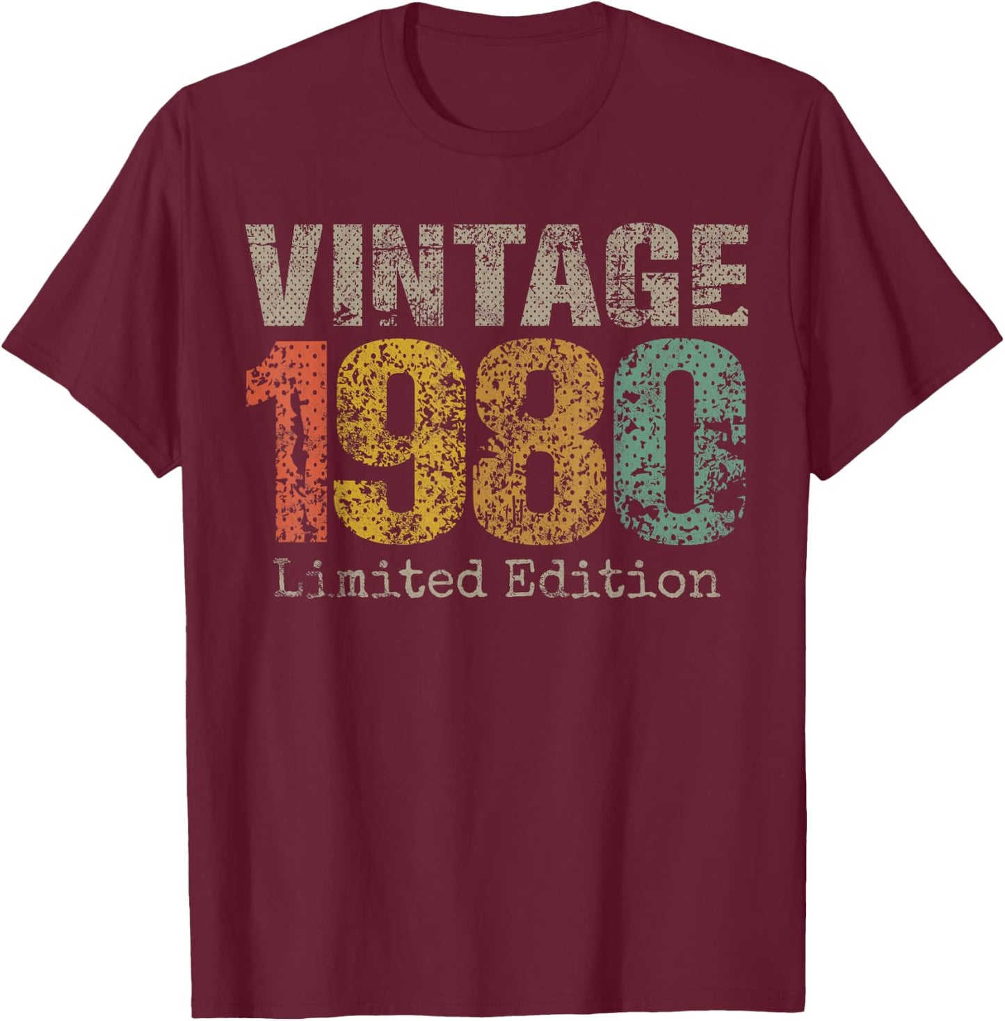Vintage 1980 Limited Edition 45th Birthday Gifts 45 Year Old T-Shirt - T-Shirt | Maroon