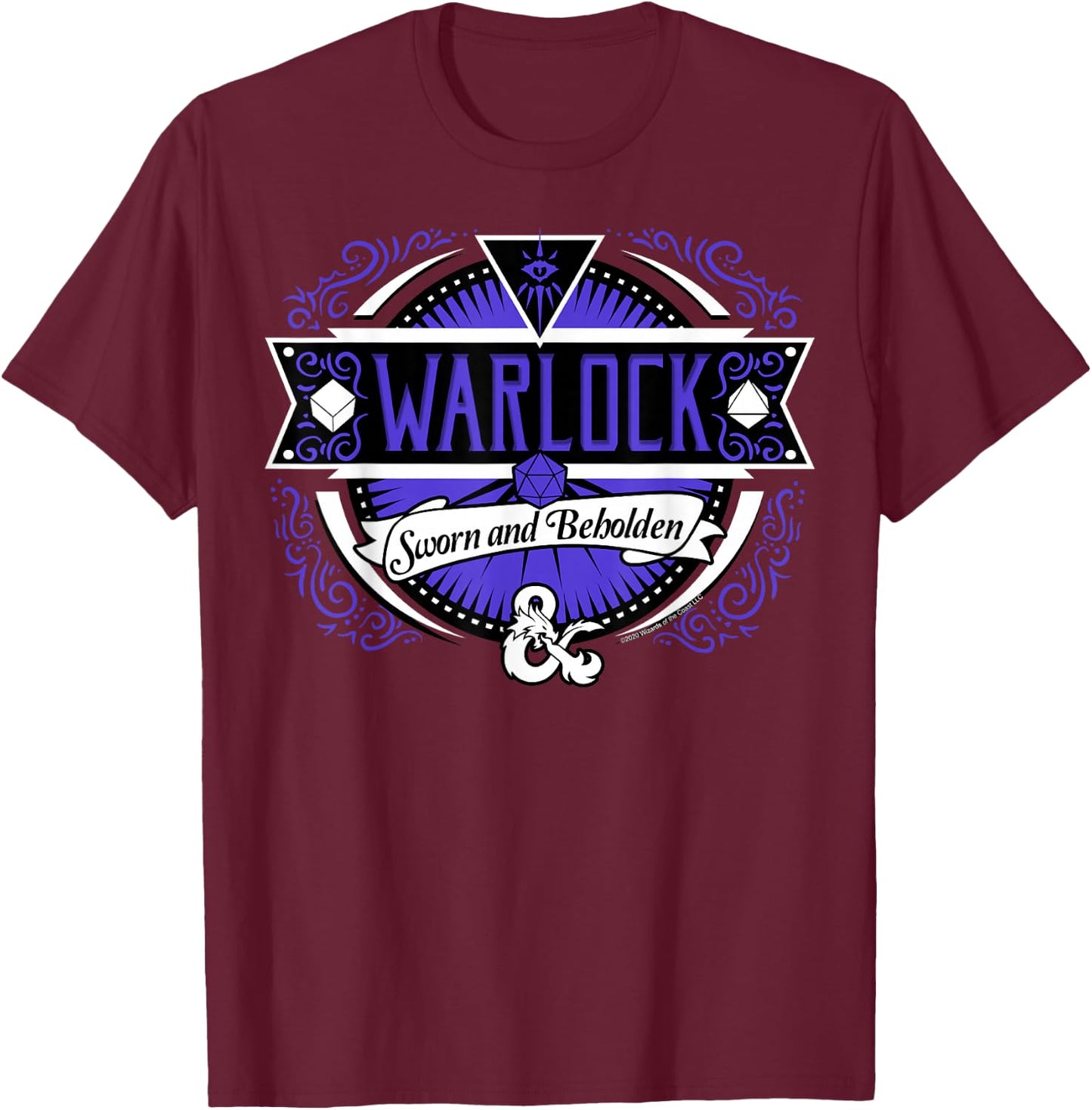 Dungeons & Dragons Warlock Sworn and Beholden Logo T-Shirt - T-Shirt | Maroon