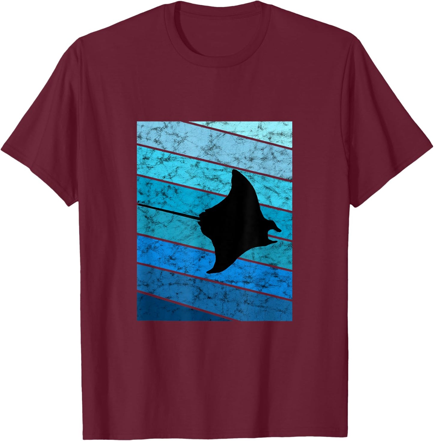 Manta Vintage Retro Ocean Stingray Manta Ray T-Shirt - T-Shirt | Maroon