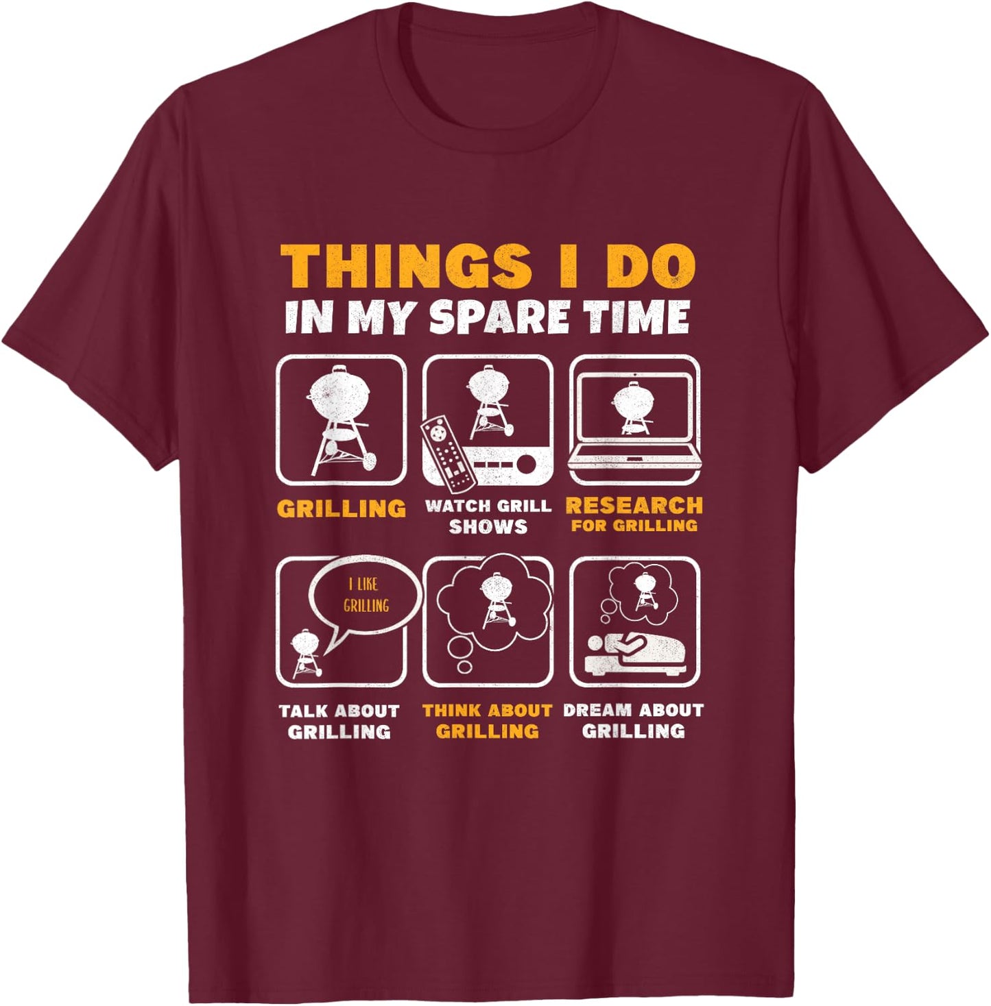 Barbecue Grilling Party Things I Do in My Spare Time BBQ T-Shirt - T-Shirt | Maroon