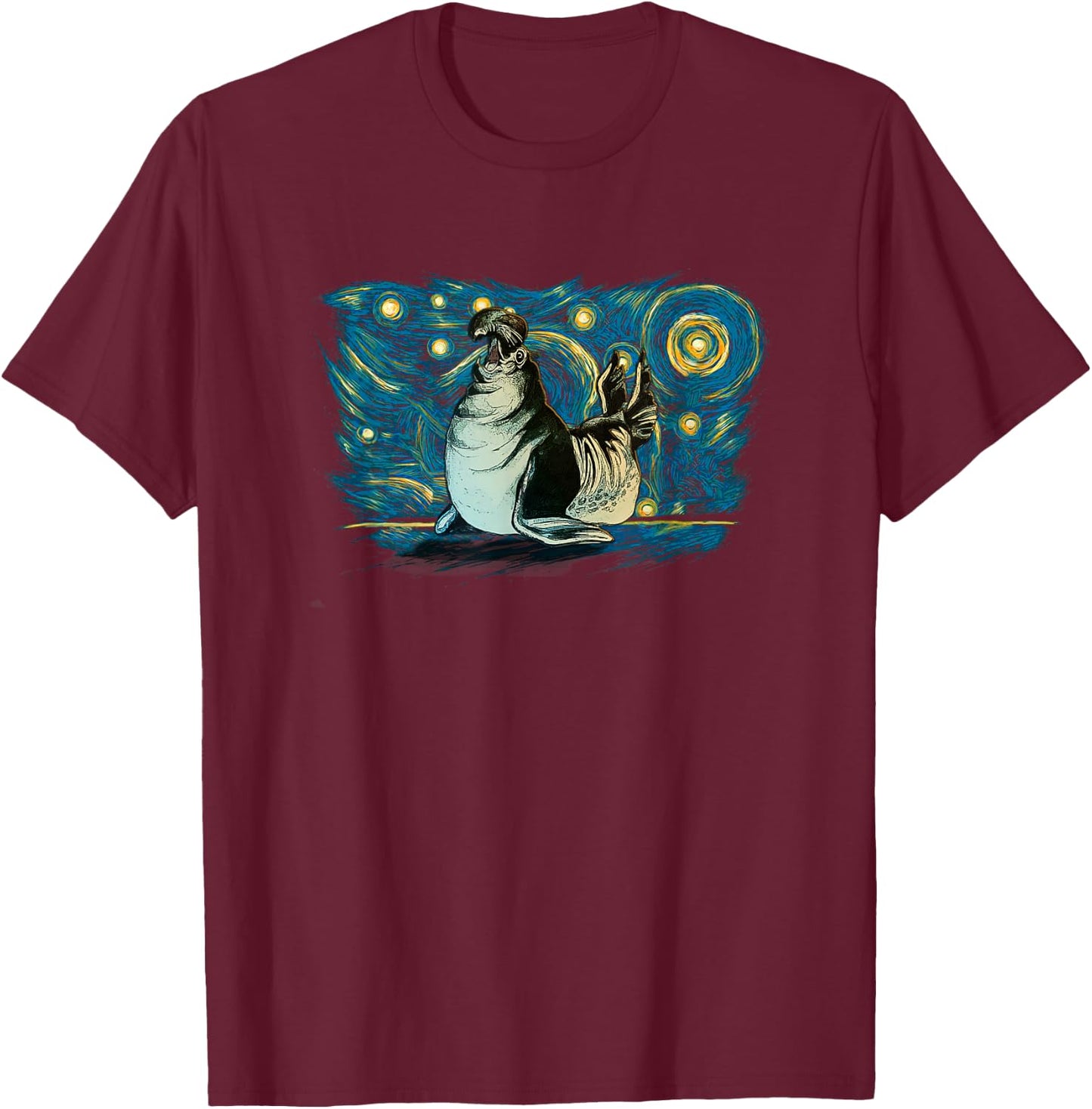Retro Vintage Style Elephant Seal T-Shirt - T-Shirt | Maroon