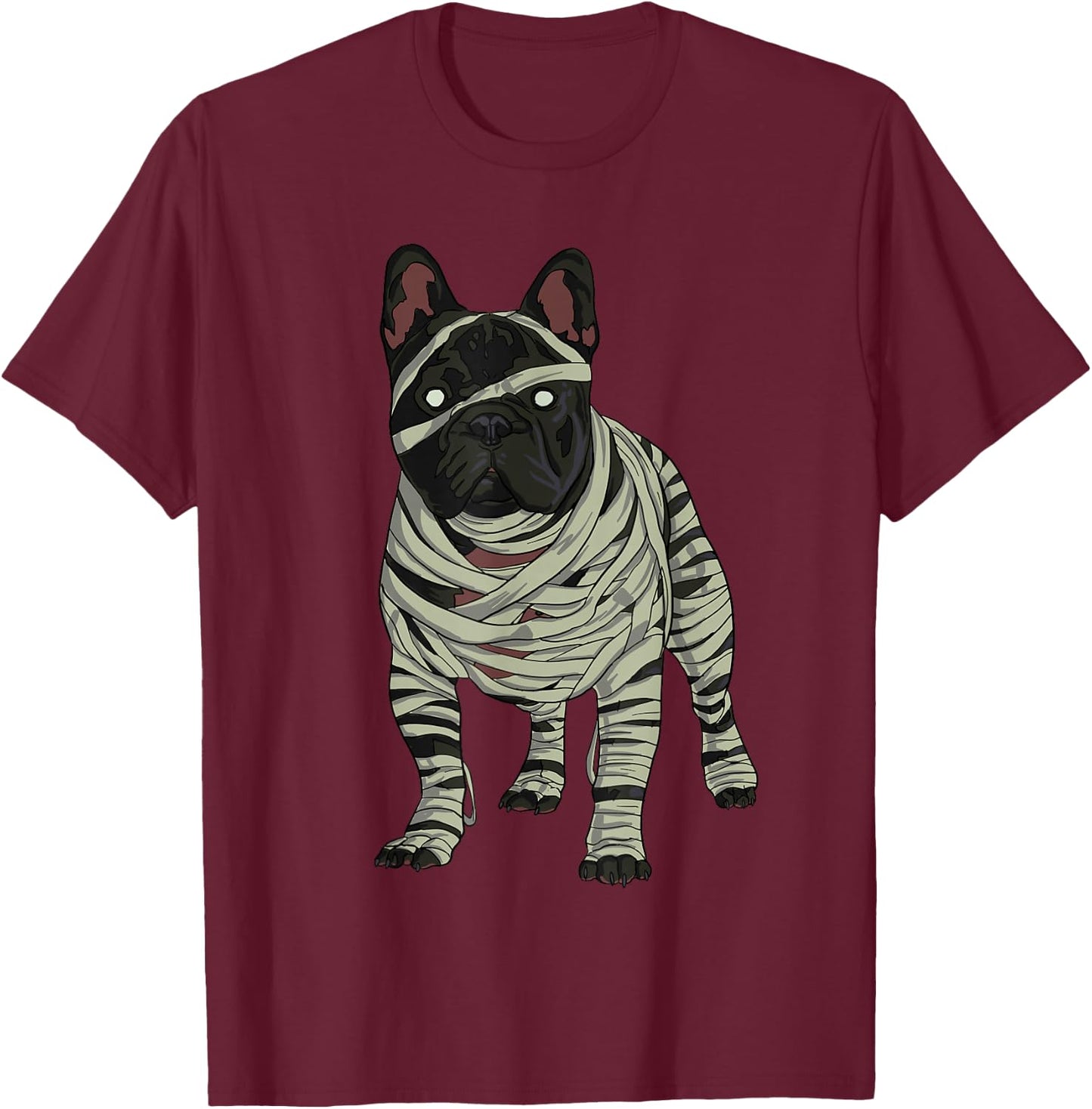 French Bulldog Dog Mummy Halloween Costume Dog Lovers T-Shirt - T-Shirt | Maroon