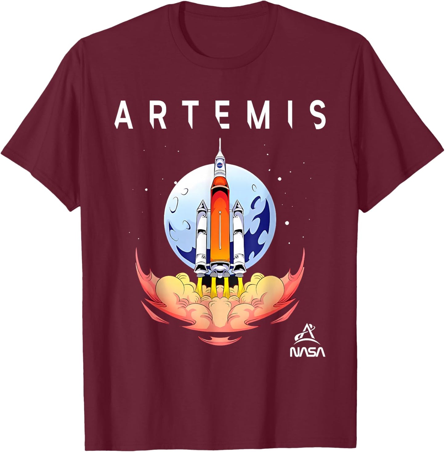 NASA Artemis Mission Moon SLS Launch T-Shirt - T-Shirt | Maroon