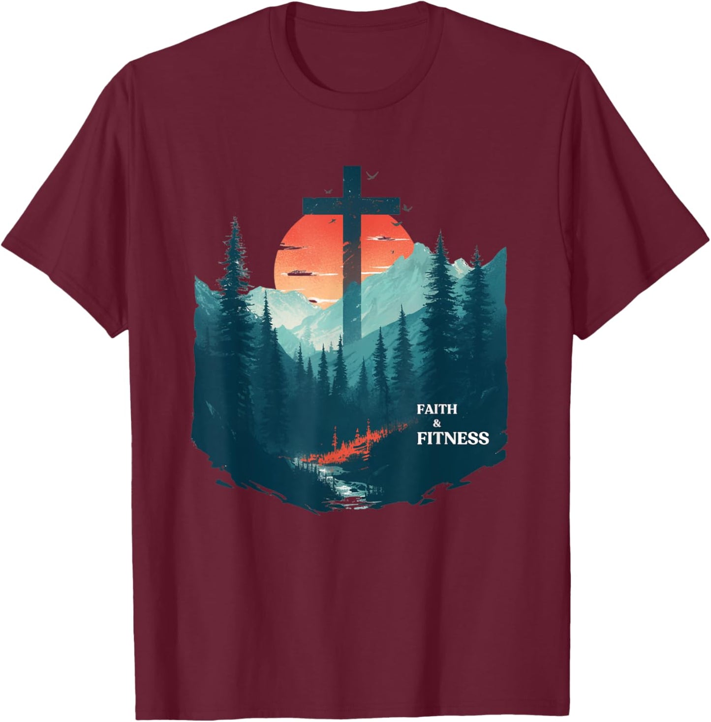 Faith & Fitness Christian - Workout Motivation Gym Apparel T-Shirt - T-Shirt | Maroon