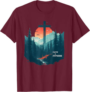 Faith & Fitness Christian - Workout Motivation Gym Apparel T-Shirt - T-Shirt | Maroon