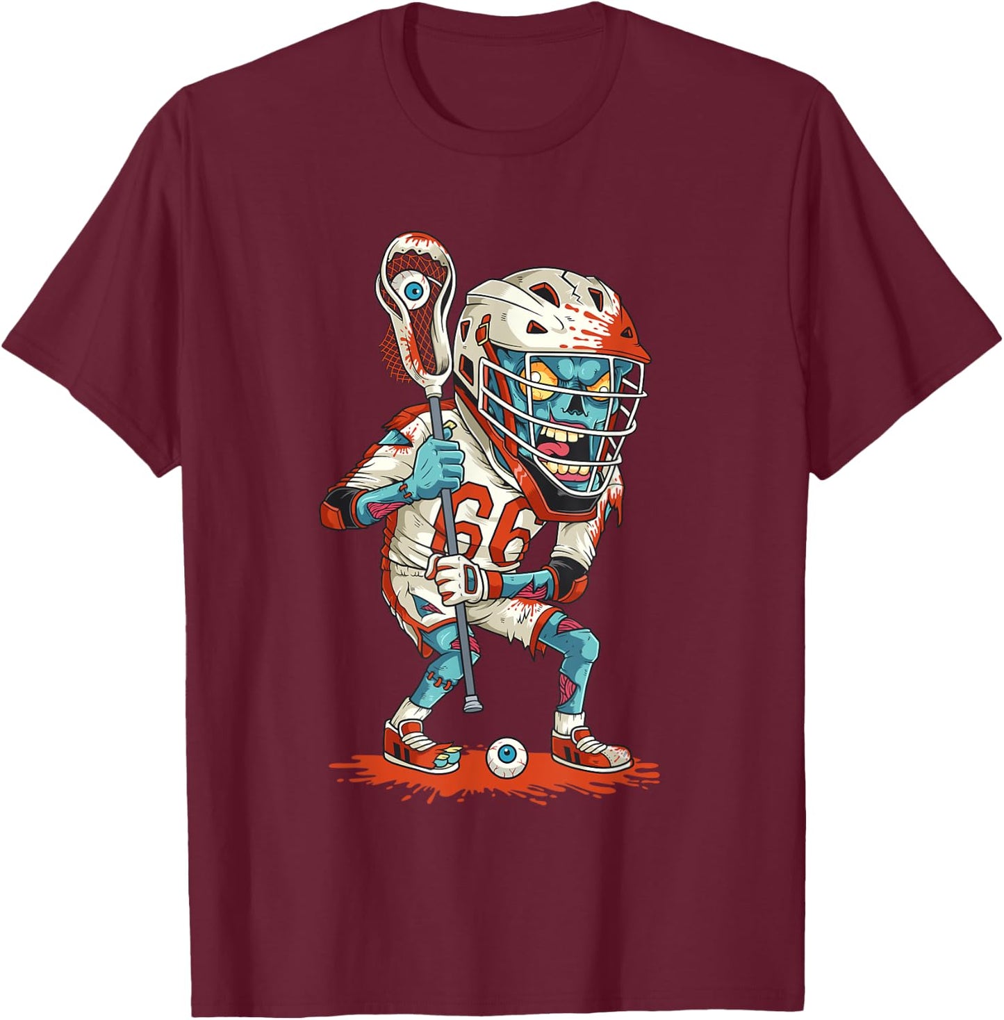 Funny Lacrosse Zombie Player Lax Lazy Halloween Costume Gift T-Shirt - T-Shirt | Maroon